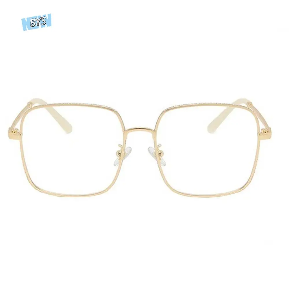 

White Waterproof Golden-frame Myopia Glasses PC Lightweight Glitter Big Frame Glasses HD Plastic Women Reading Eyewear Men