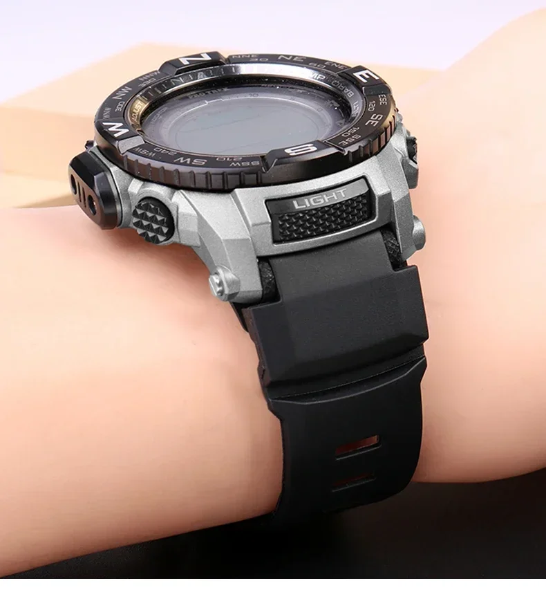 Correa de reloj deportivo de goma para Casio PROTREK PRW-3500/2500/5100 PRG-260/550 pulsera negra de repuesto de 18mm