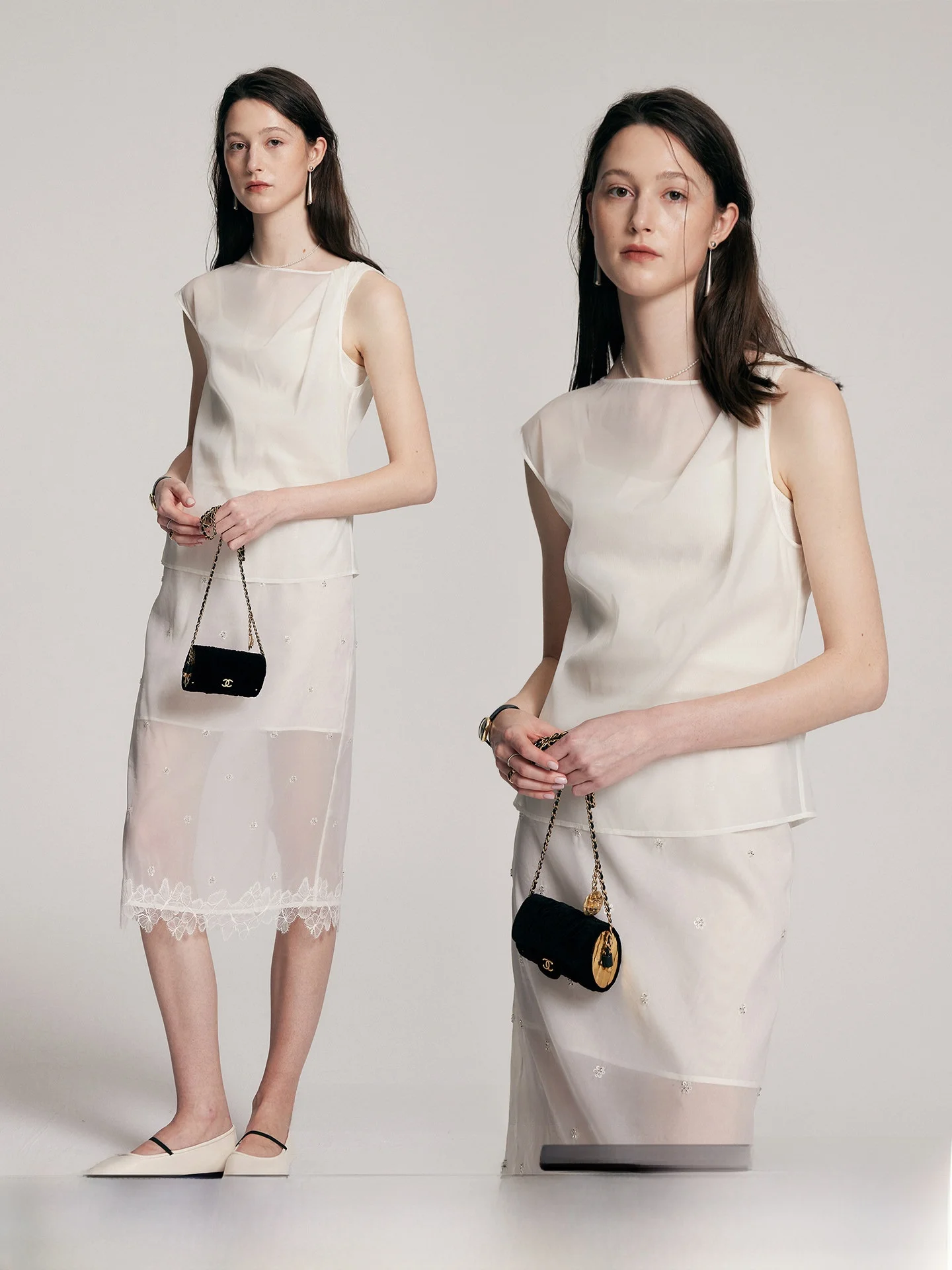 

Ele Lace Silk Top And f Skirt Set by SMORE RIVERS Mysterious Sensation 6A ade Heavy Beadings Summer Faion