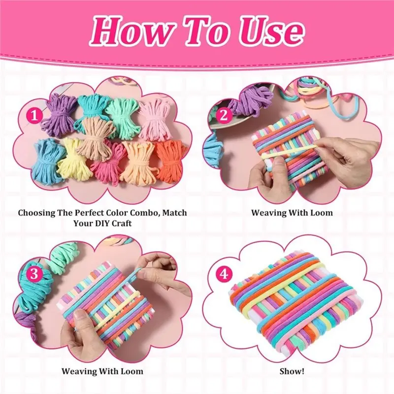 AC23-1000 Pcs Refill Loops For Weaving Loom, 10 Colors Elastic Loom Bands For DIY Crafts