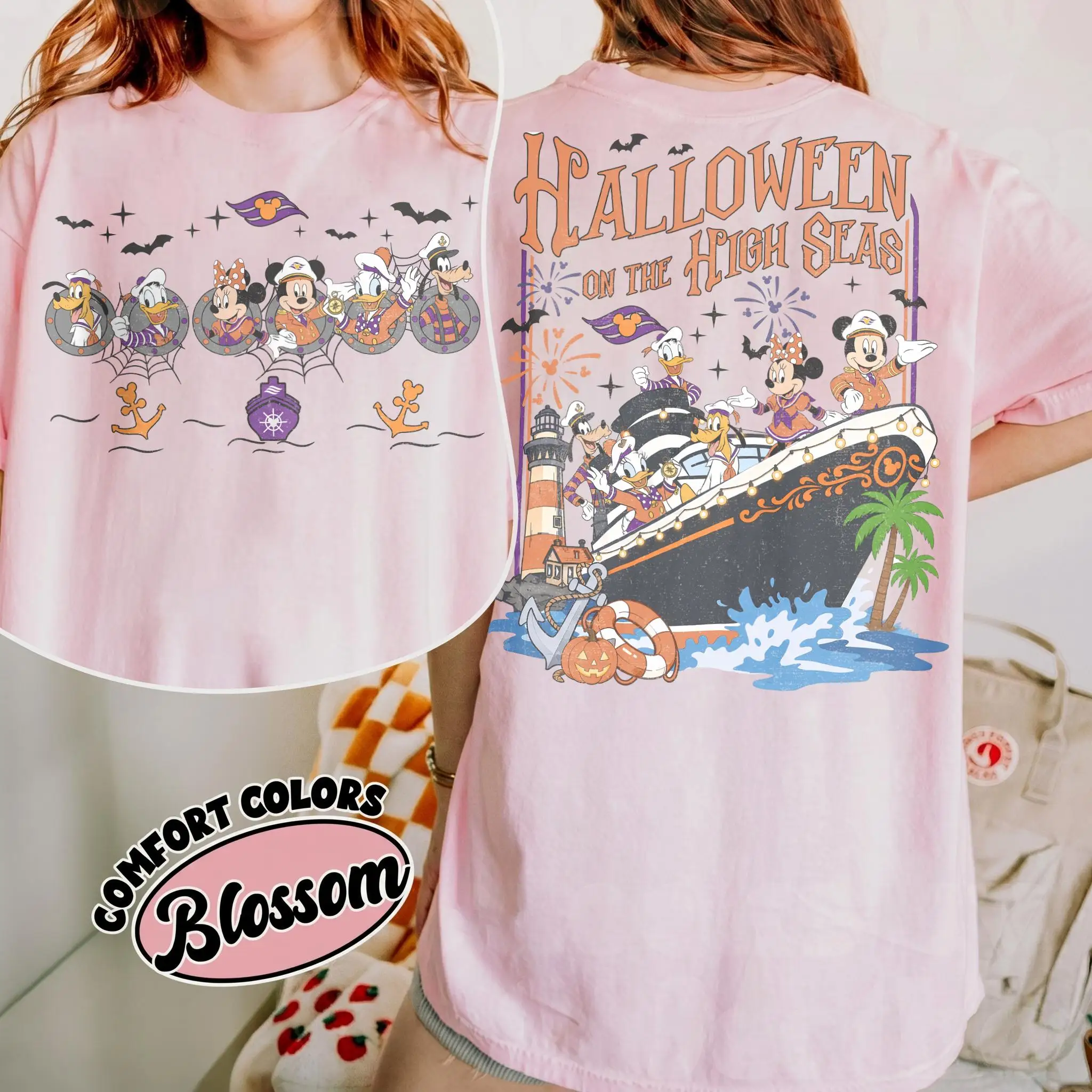 2026 new Round-neck short-sleeved Halloween pirate cruise cartoon pattern men's and women's universal holiday T-shirt