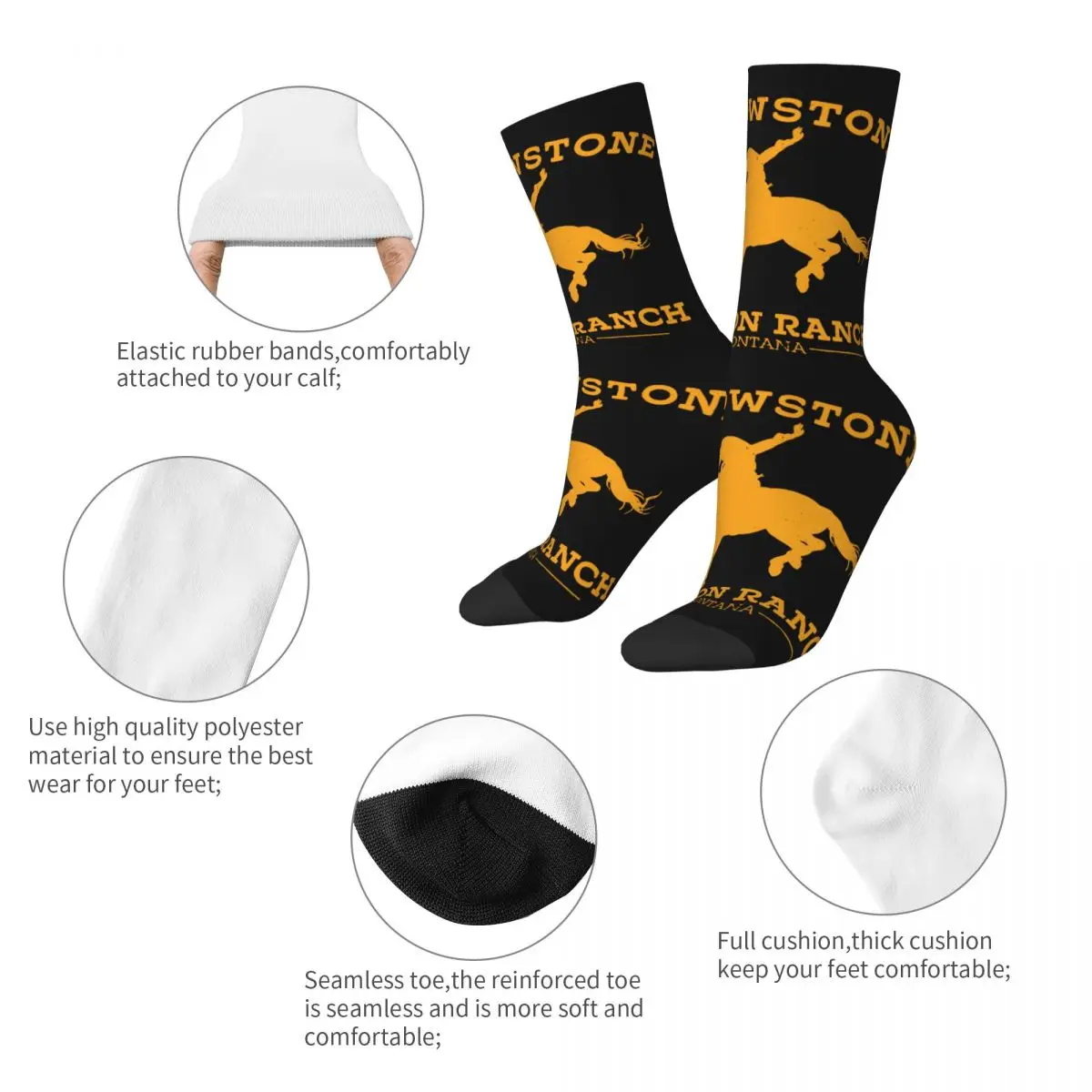 Funny Vintage Yellowstones National Park Wolf Bison Basketball Socks Polyester Crew Socks for Women Men Non-slip