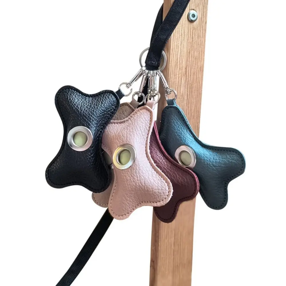 Creative Dog Poop Bag Dispenser Bone Shaped PU Leather Pet Poop Clean Bag Holder Waterproof with Garbage Bag