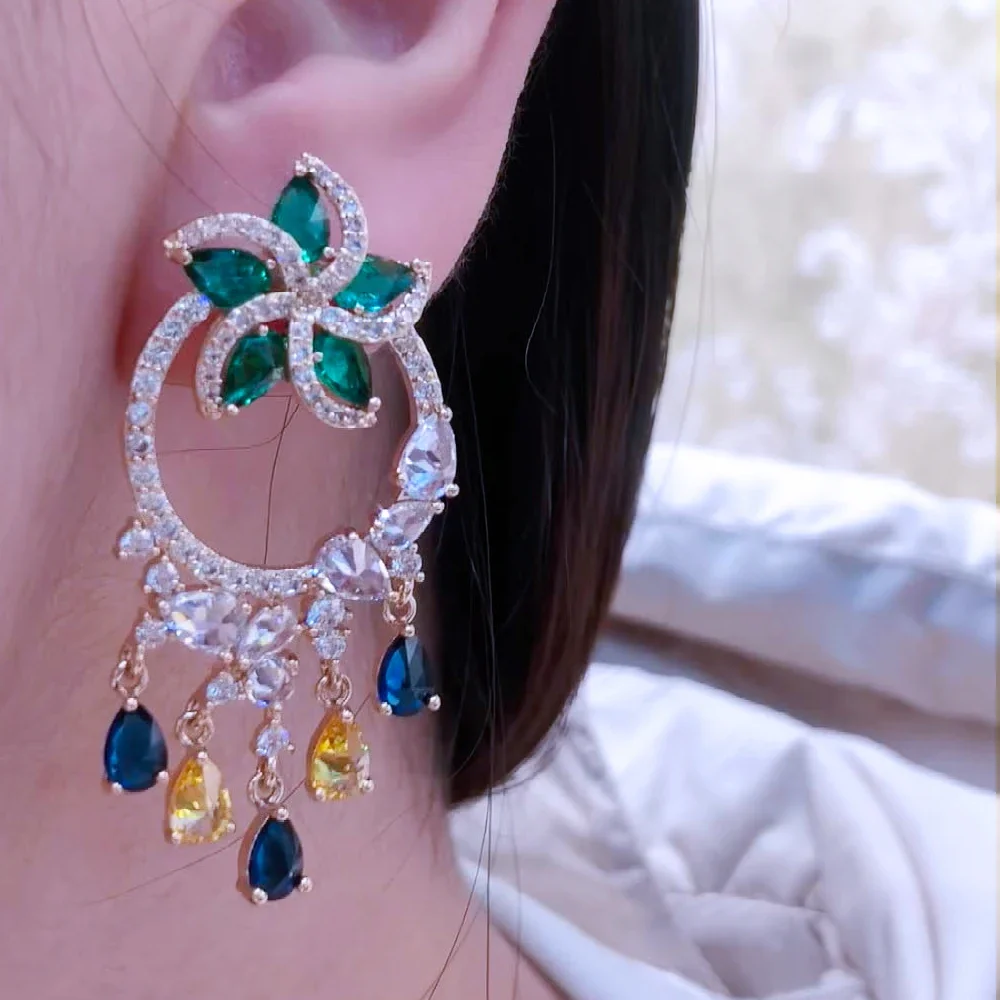 

Soramoore New Gorgeous Original CZ Shiny Pendant Earrings for Women Girl Daily Trendy High Quality Noble Lady Bridal Accessories