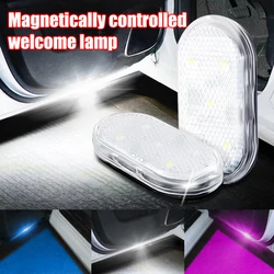 2pcs Led Car Interior Door Light USB Charging Automobile Welcome Lights Magnetic Anti-collision Signal Lamp