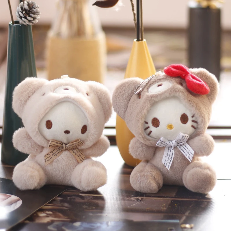 Porte-clés en peluche avec figurine de chat mignon, accessoires pendentif, jouets animaux mignons, chien, cintre de sac pour chat, 12cm