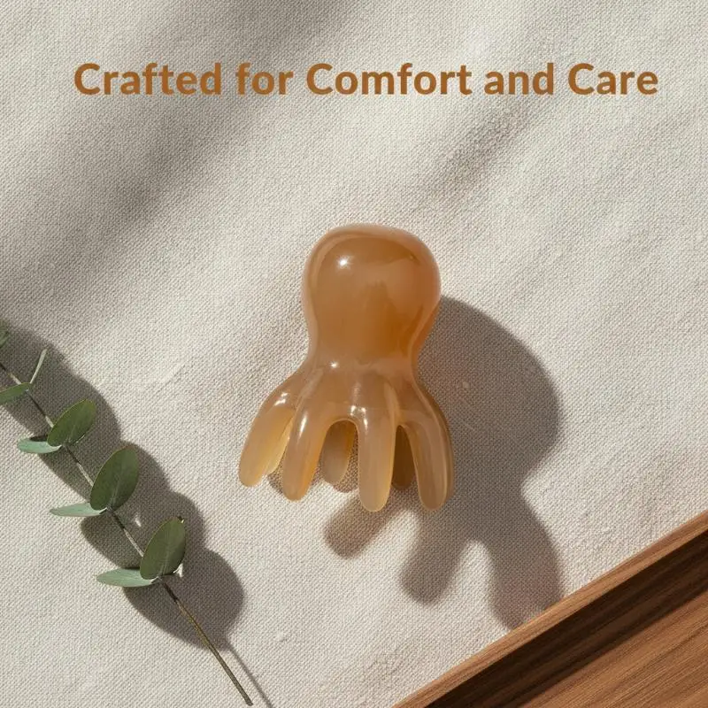 Resin Octopus Head Meridian Massage Comb 2Pcs Gentle Scalp Scraping Brush for Tension Relief