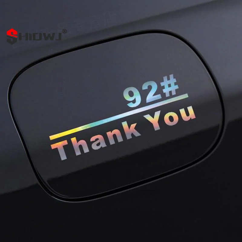 2Pcs Thank You Sticker Personalized Car Fuel Tank Cover Sticker Creative Plus No. 92 95 No. 98 Oil-Type Tips Black White