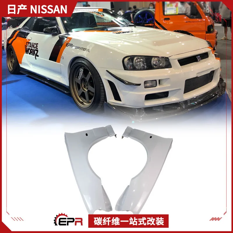 SAAR مناسبة لأجزاء تعديل ألياف الكربون للسيارة Nissan Skyline R34 Z Tune Fender GTT المصد الأمامي