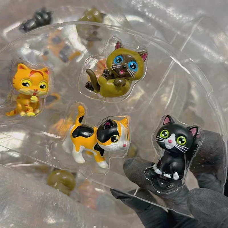 Original New Loose 4 Kinds of Cat Kawaii Cute Kitten Animal Resin Static Figure Model Rare Limited Collection Toy Gift for Kid