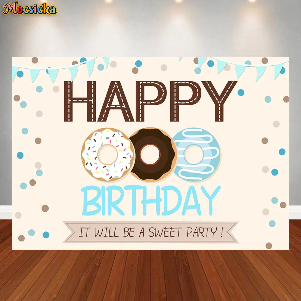 

Mocsicka Candy Donut Birthday Photo Background Decoration 1st Birthday Party Cake Smash Studio Photography Props Banner Poster