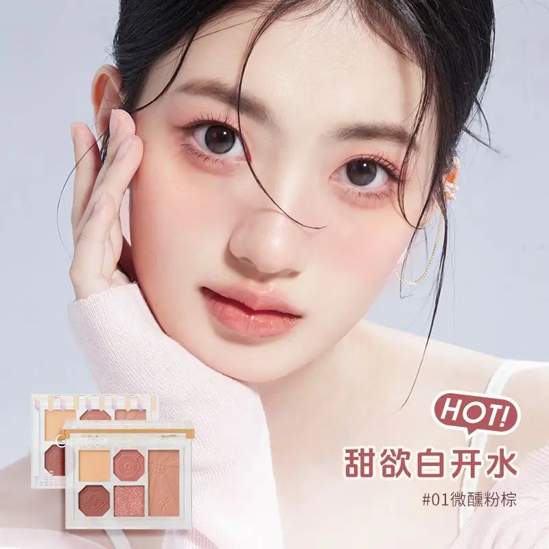 フラワーノウズ 5 色アイシャドウプレートソフトミストダークアイズマット真珠光沢のある偏光メイクアッププレート韓国の配色