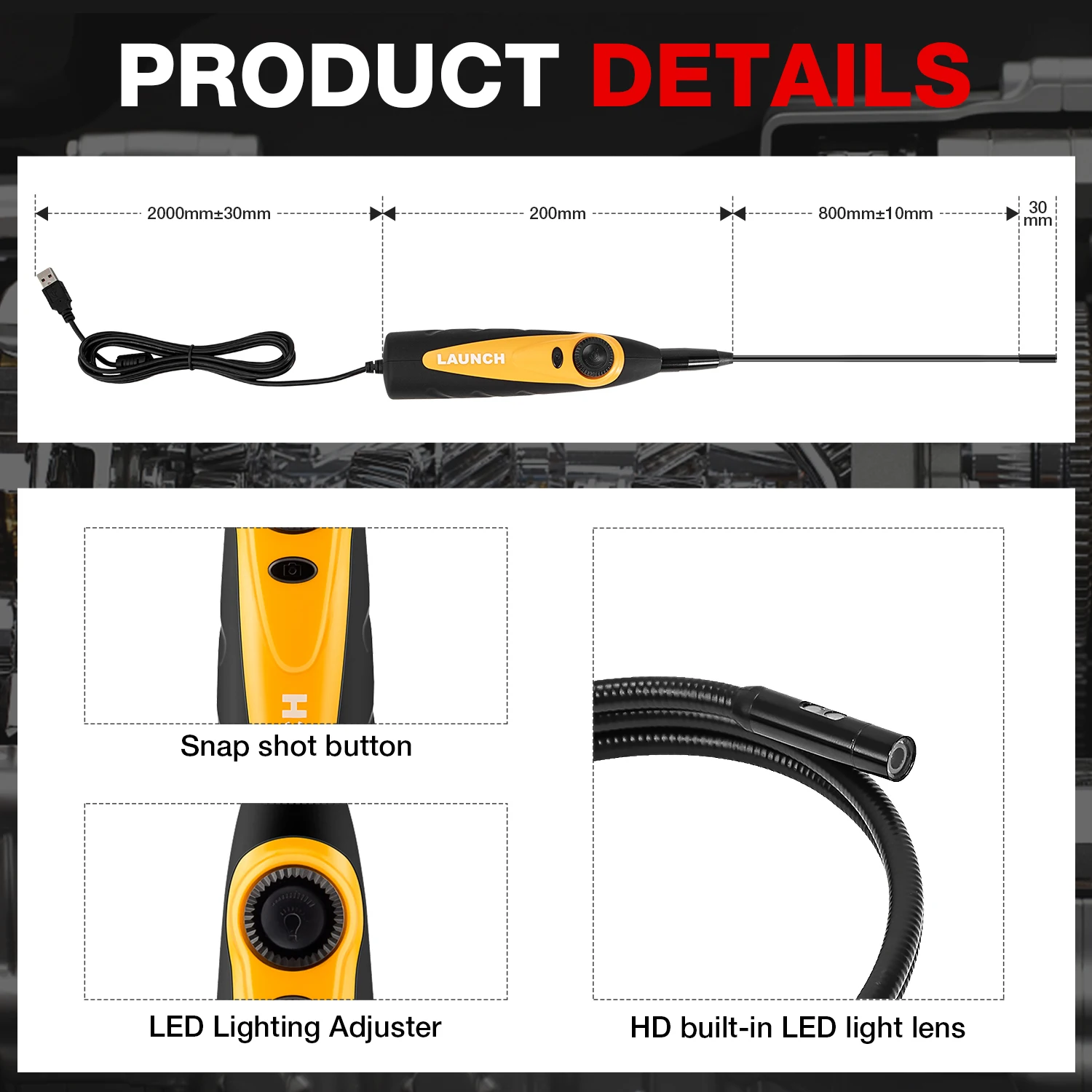 Launch X431 PROS+ Engine Endoscope VSP600 Automatic Diagnosis Usb Endoscope