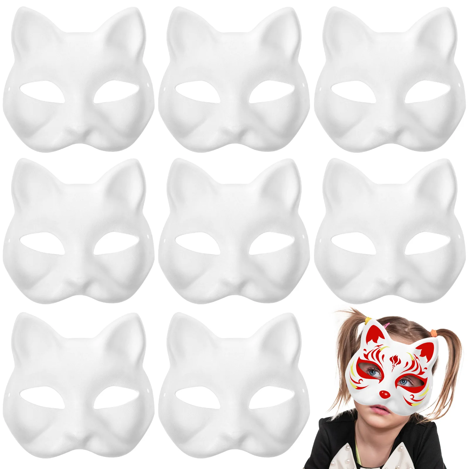 15 Pcs Pulp Blank Mask Paintable DIY Masquerade Accessories White Party Cosplay Adult Crafts