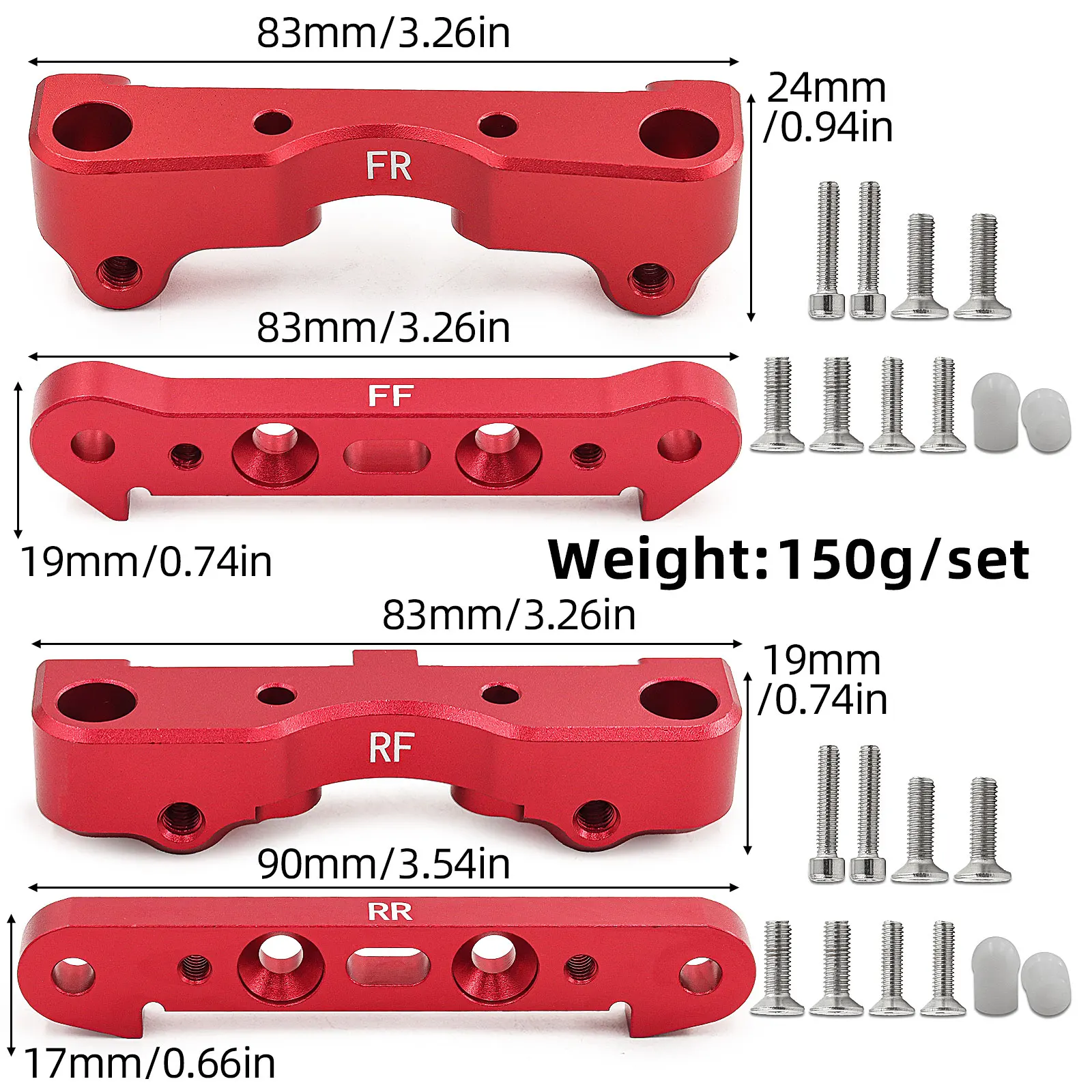 Soporte de brazo inferior delantero y trasero de Metal para ARRMA 1/5 KRATON 8S BLX ARA110002T1/ARA110002T2 RC juego de soporte de brazo inferior piezas de mejora