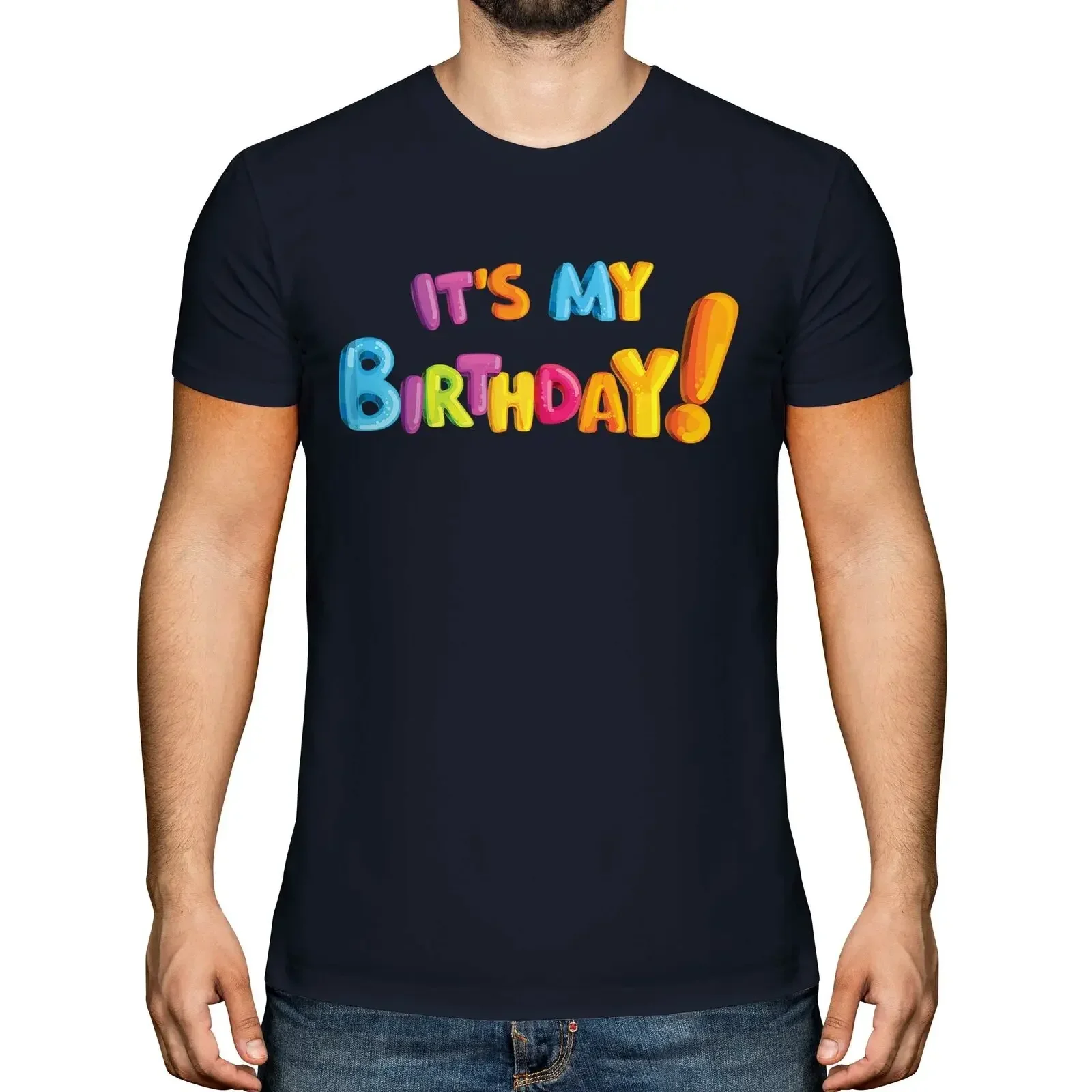 

IT'S MY BIRTHDAY BALLOONS MENS T-SHIRT GIFT PRESENT BADGE OUTFIT TOPS FUNNY JOKE SUMMER TSHIRT