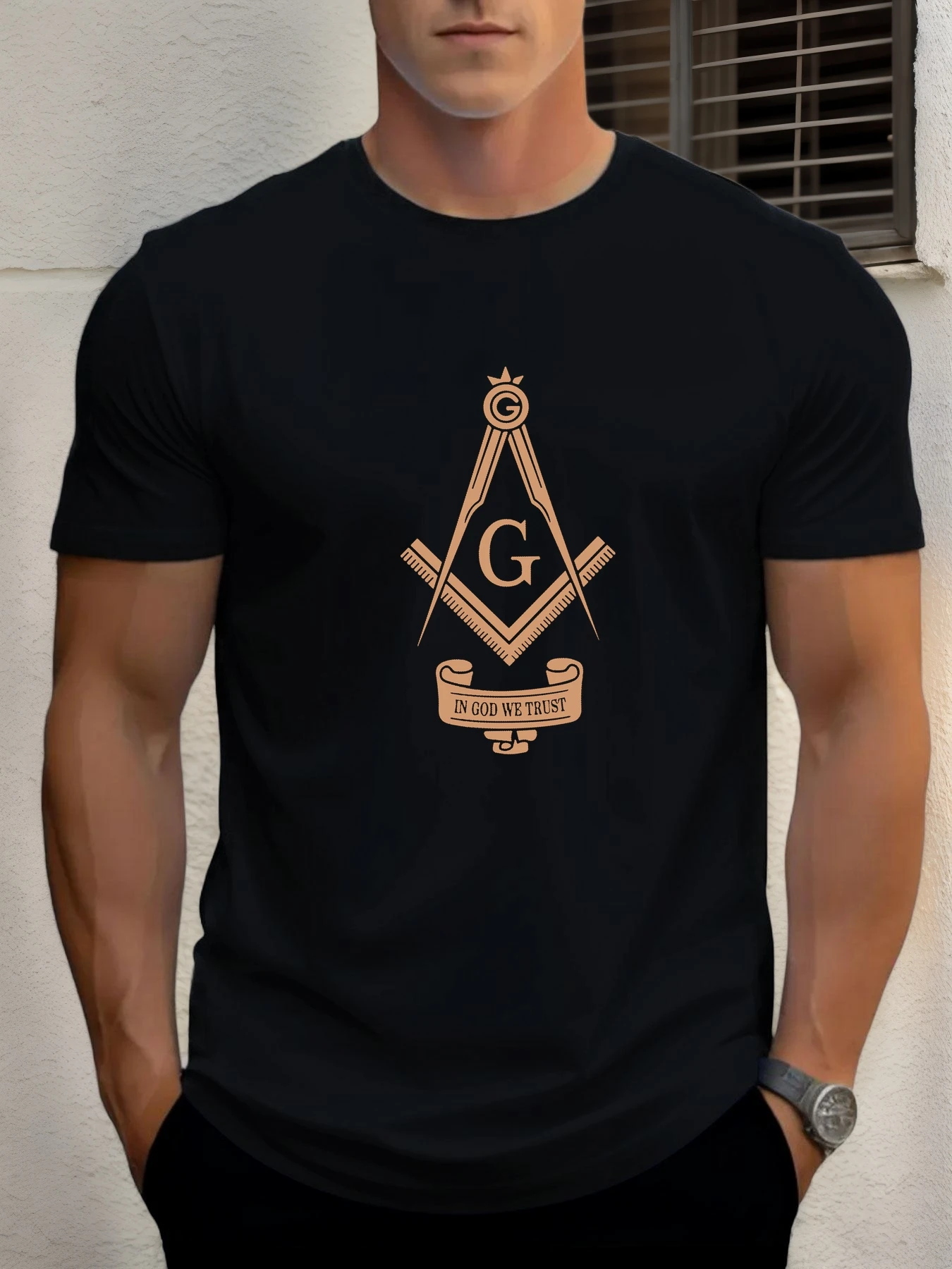 

T Shirts For Man IN GOD WE TRUST 100% Cotton Graphic Printing Summer Round Neck T-Shirt Casual Breathable Street Style Daily Top