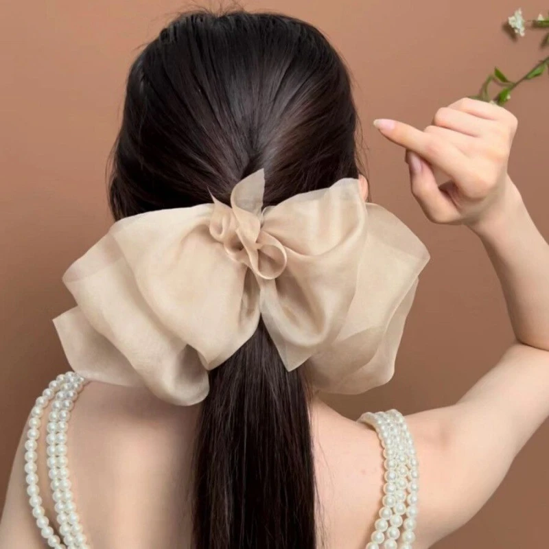 Neue Super Große Bowknot Haarspangen für Frau Bequeme Chiffon Bowknot Haar Clips Mode Kopfbedeckungen Frau Haar Zubehör – Detail 3