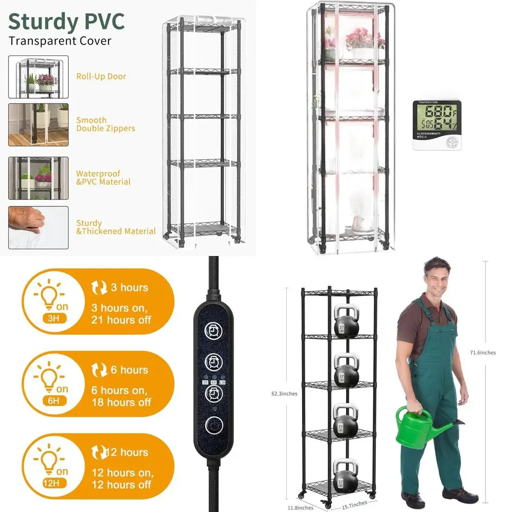 

5-уровневая мини-теплица с 40-ваттными лампами полного спектра для проращивания семян и выращивания растений