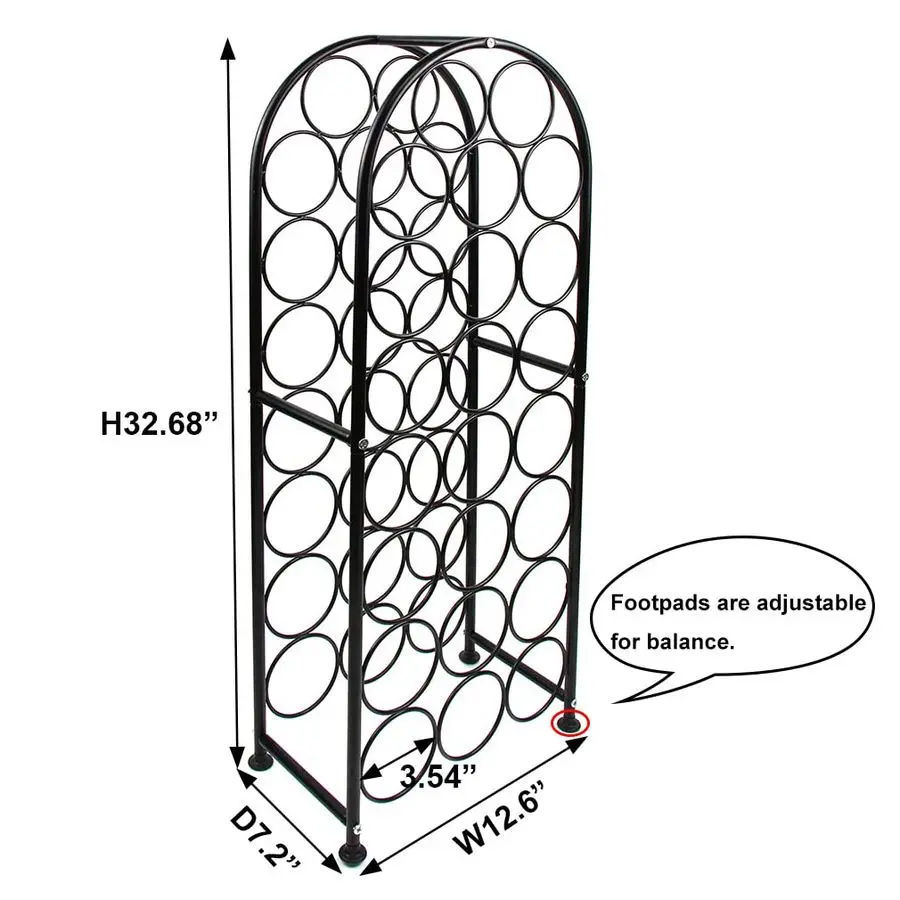 23 Rak Botol Anggur Berdiri Lengkung dari Logam, Penyangga Botol Anggur, Hitam