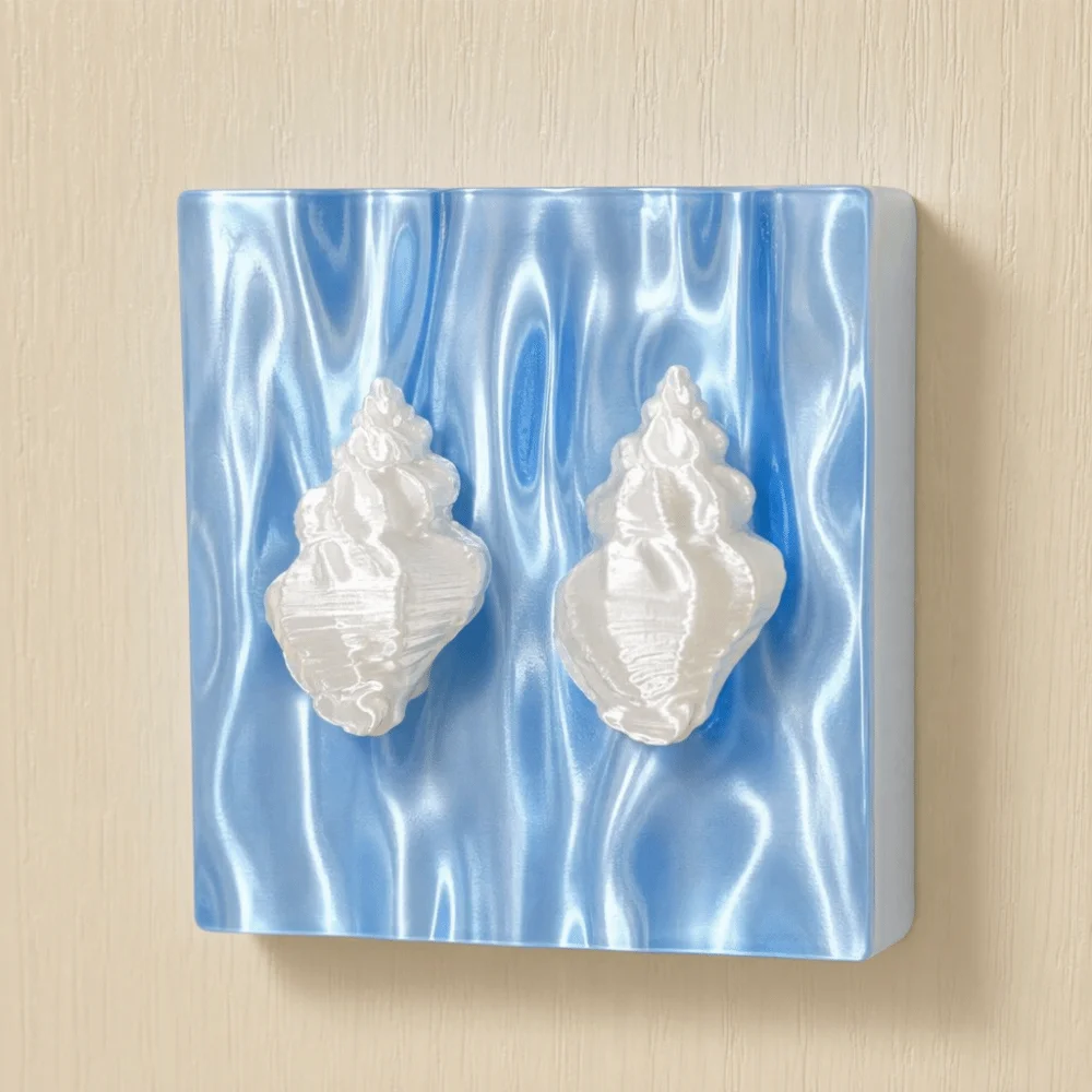 3D Printed Light Switch Protector Three-Dimensional Shape Blue Water Ripple Nautical Light Switch Cover High Appearance Level