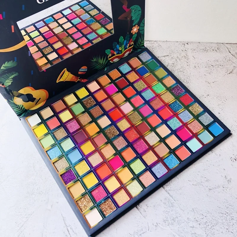 Paleta de sombras de ojos de Brasil, 108 colores, polvo prensado pigmentado, brillo mate, paleta de sombras de ojos para fiesta de escenario, cosméticos