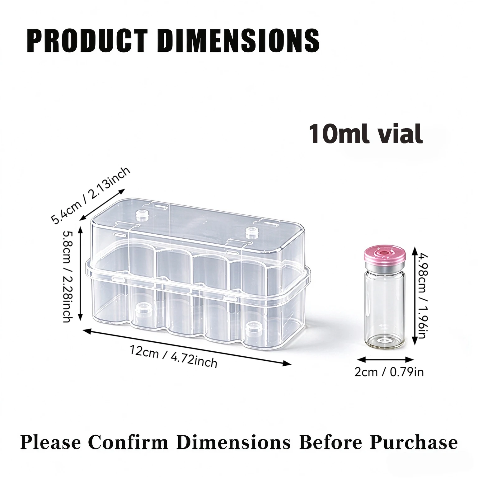 10ml Clear Plastic Vial Storage Box Set  2/5/10Pcs Stackable Dustproof Organizer for Peptide Injection Insulin Diabetic Supplies