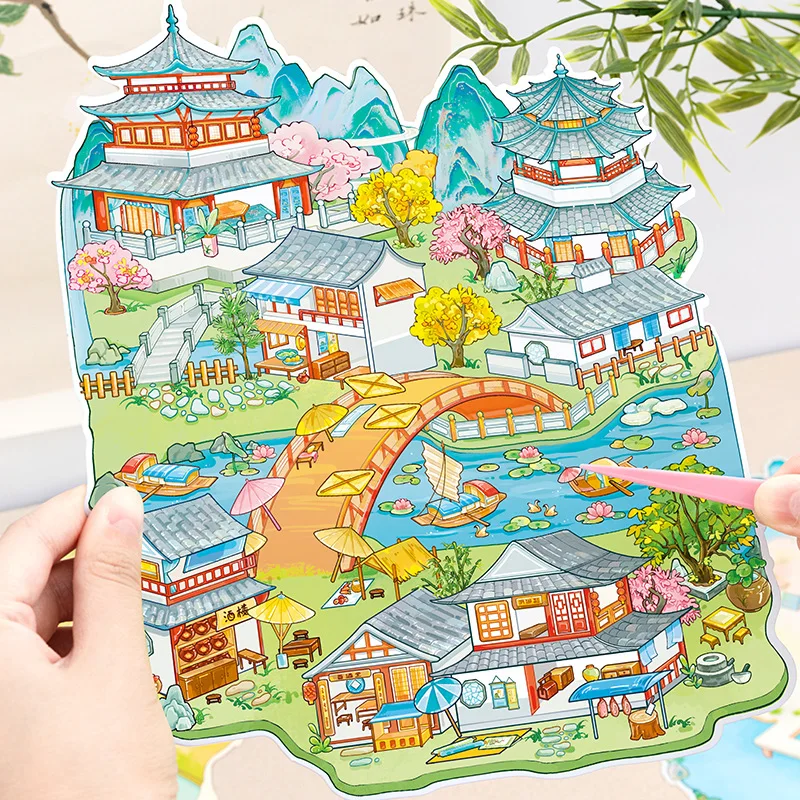

Традиционная знаменитая серия живописи Kawaii 3D миниатюрные наклейки сцены DIY скрапбук ручной работы штабелируемые канцелярские наклейки
