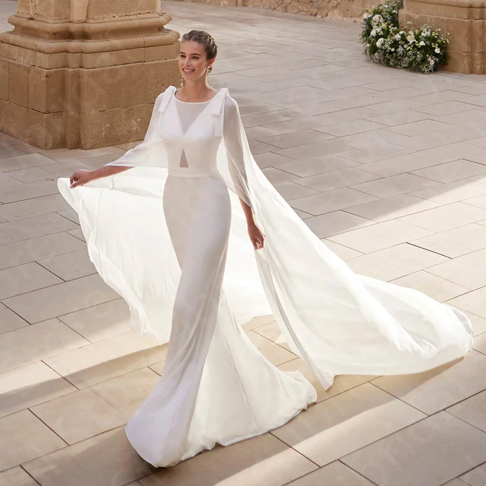 

Customized Charming Wedding Dresses White with Cape Bridal Gowns Two Pieces Bride Dresses Sleeveless Wedding Gowns Back Out
