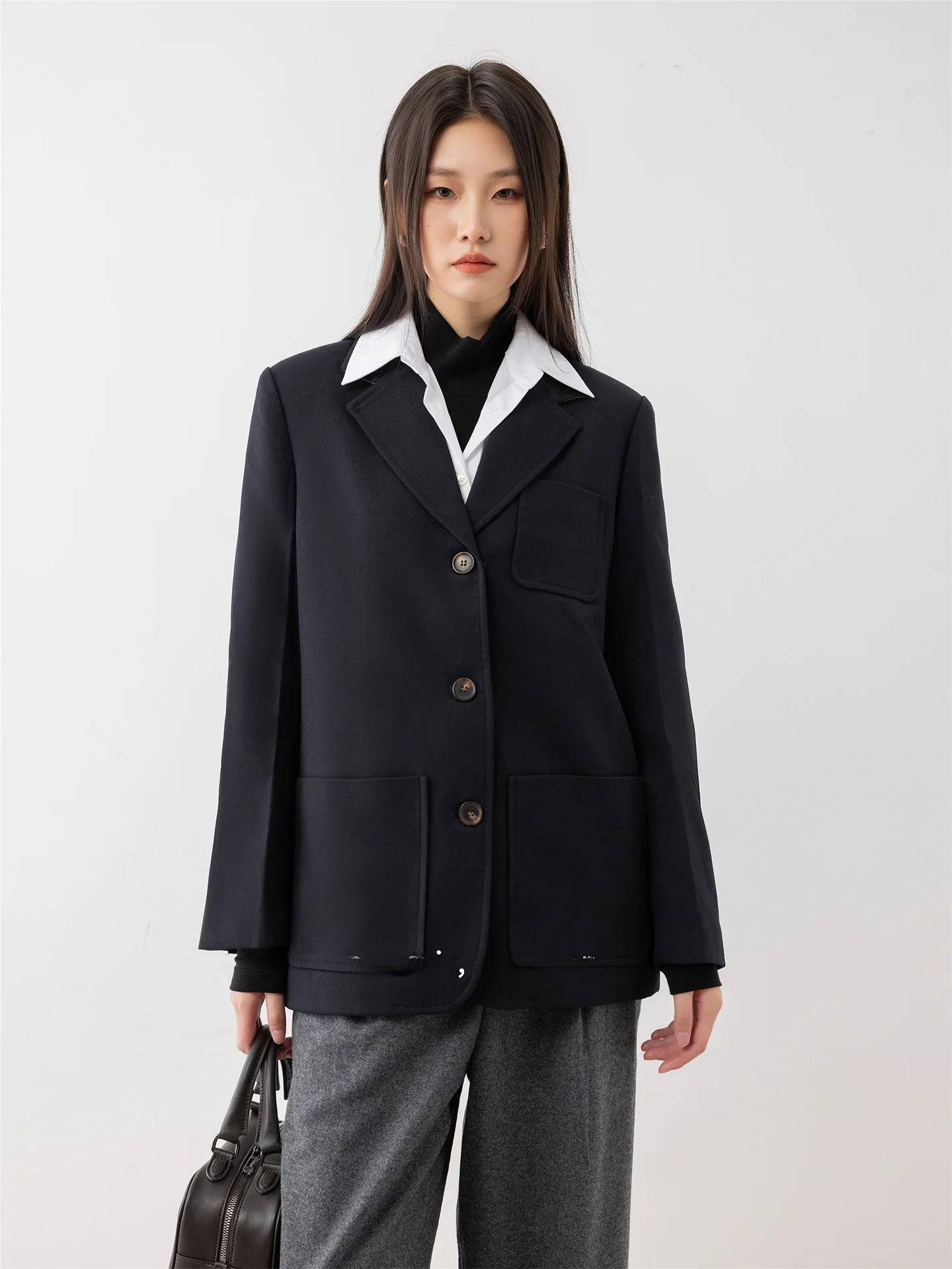 

Ретро-костюм женский: пиджак на одной пуговице с лацканами, брюки прямого кроя, повседневный стиль, длинный рукав, однотонный, весенняя мода