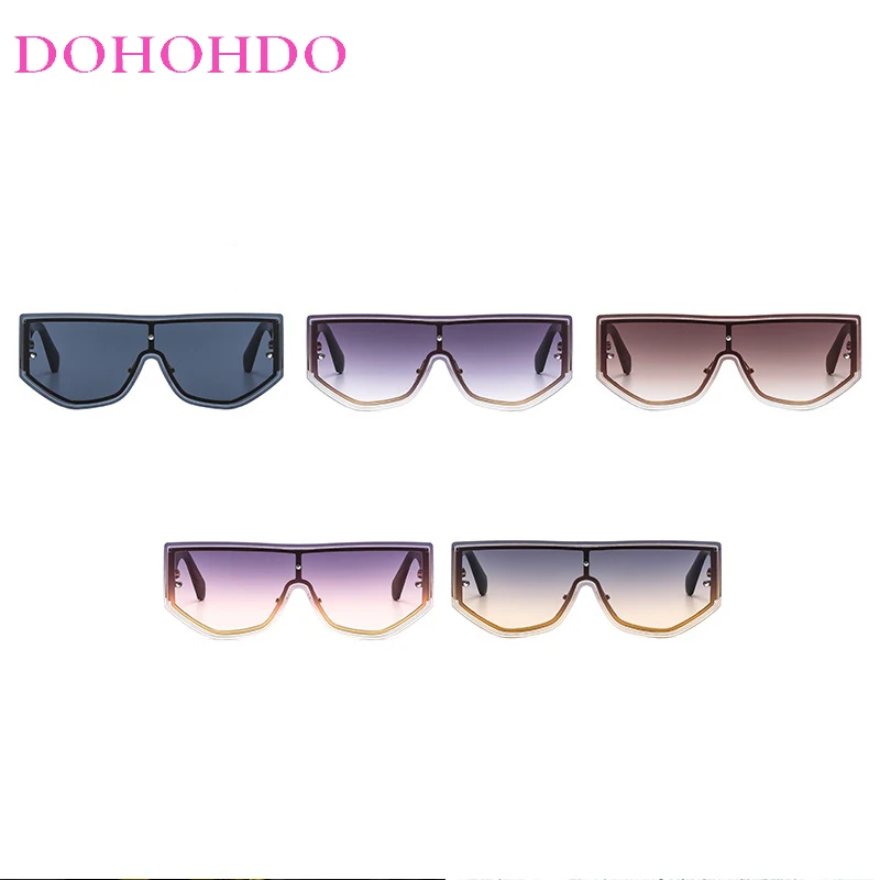 المتضخم خمر قطعة واحدة عدسة العلامة التجارية الفاخرة تصميم النظارات الشمسية فاسق النظارات الرجال النساء الكلاسيكية الشرير التدرج النظارات الشمسية UV400