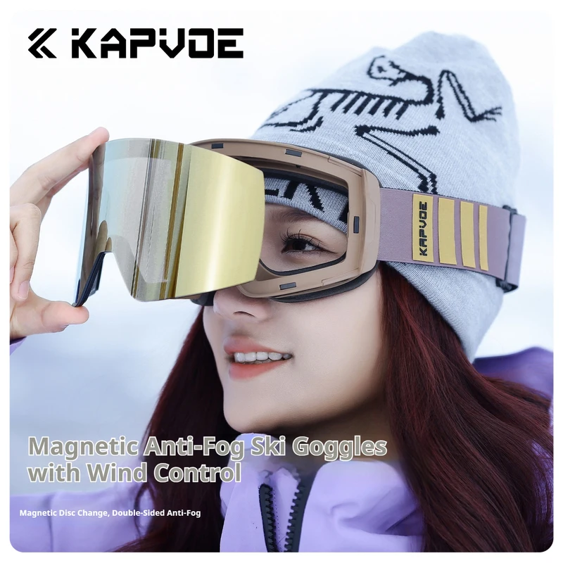 KAPVOE Labirinto Modello Cambia colore Occhiali da sci magnetici Occhiali da snowboard con protezione UV impermeabile antivento unisex per esterni