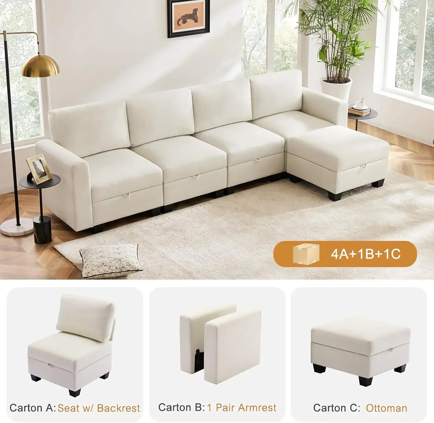 

Modular Sectional Couch with Storage Chaises,Modular Sleeper Sofa,Sectional Sofa Bed Couch Set for Living Room,Apartment