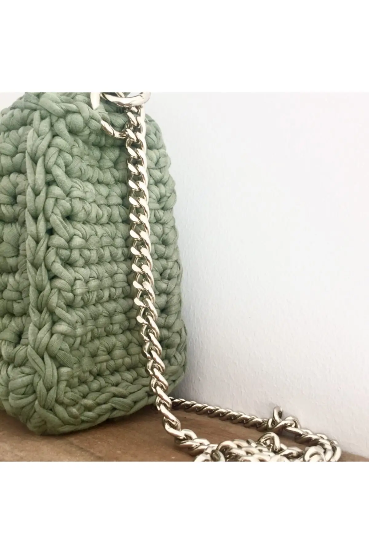 Uras Women Khaki Combed Cotton Rope Hand and Shoulder Mesh Bag Handmade Women bag Shoulder Bag Handmade