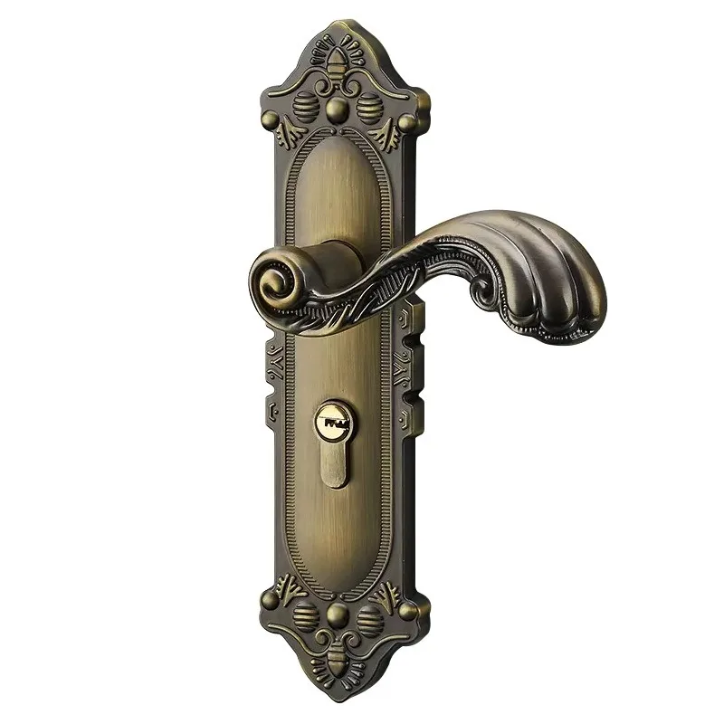 النمط الأوروبي مقبض داخلي قفل الباب الميكانيكي الصامت، سبائك الزنك الصلبة الخشب غرفة سبليت قفل