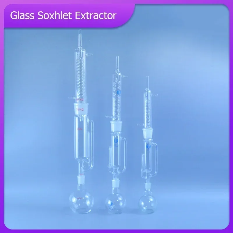 

High-quality 150ml/250ml/500ml Lab Glass Soxhlet Extractor condenser and extractor body with coiled/bulbed,Lab Glassware Kit