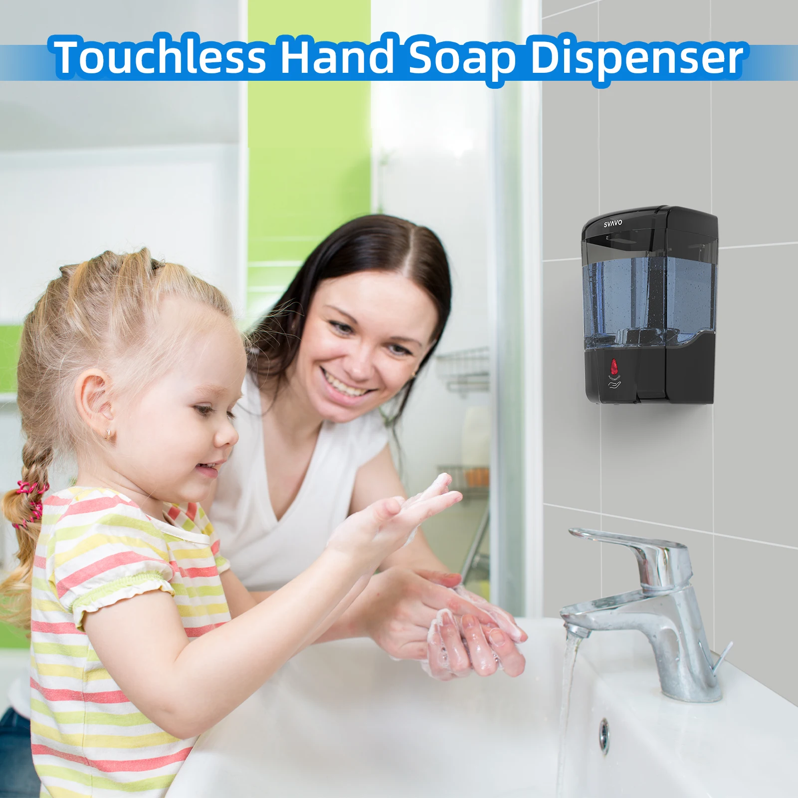 SVAVO Auto Soap Dispenser Hand Sanitizer Dispenser Wall Mount , Touchless Electric Sensor Pump Battery Operated for Offices Home