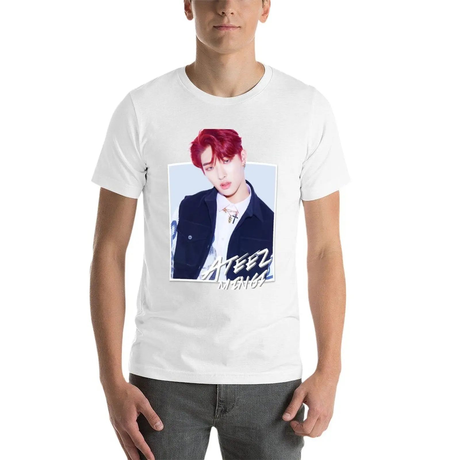 Ateez - Mingi تي شيرت تي شيرت مطبوع حسب الطلب تي شيرت للرجال جرافيك مضحك تي شيرت #4