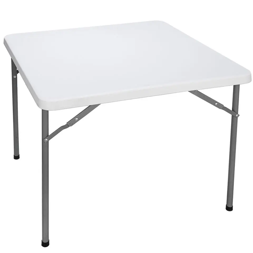 Multipurpose 3ft Square Folding Table Garden Yard Beach Family Picnic White