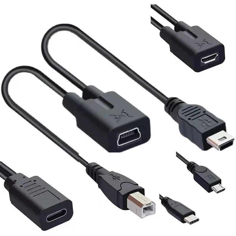 Type-C Mini Micro USB Splitter Y 1 Female To 2 Male Data Charge Cable Extension Cord for Phone Sync Data USB C Mini Usb Cable