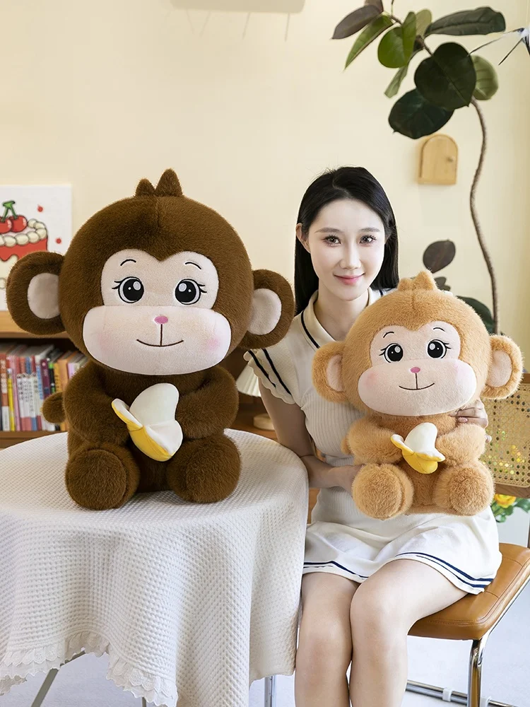 Boneco de Macaco de Pelúcia Grande, Brinquedo Macio, Almofada, Boneco Confortante para Crianças, Brinquedo de Macaco com Banana para Todas as Idades