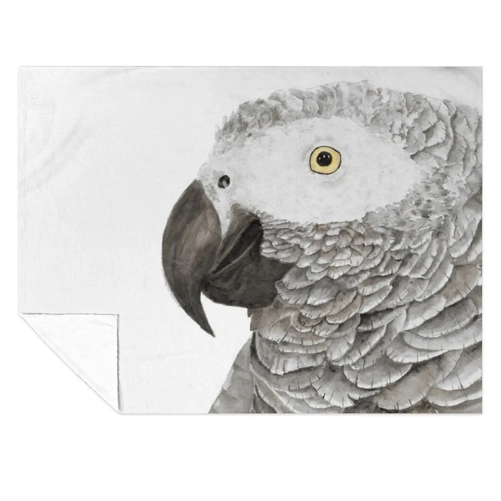 

Grey parrot congo african timneh old word bird watercolor Throw Blanket Flannel Plaid on the sofa Plaid Blankets