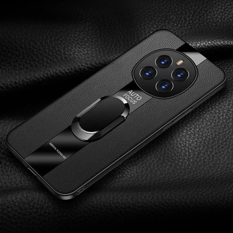 Luxury Plexiglass Leather Phone Case For Honor Magic 7 Pro Magnetic Ring Holder Shockproof Cover For Magic 7 Lite 6 Lite 5 5G
