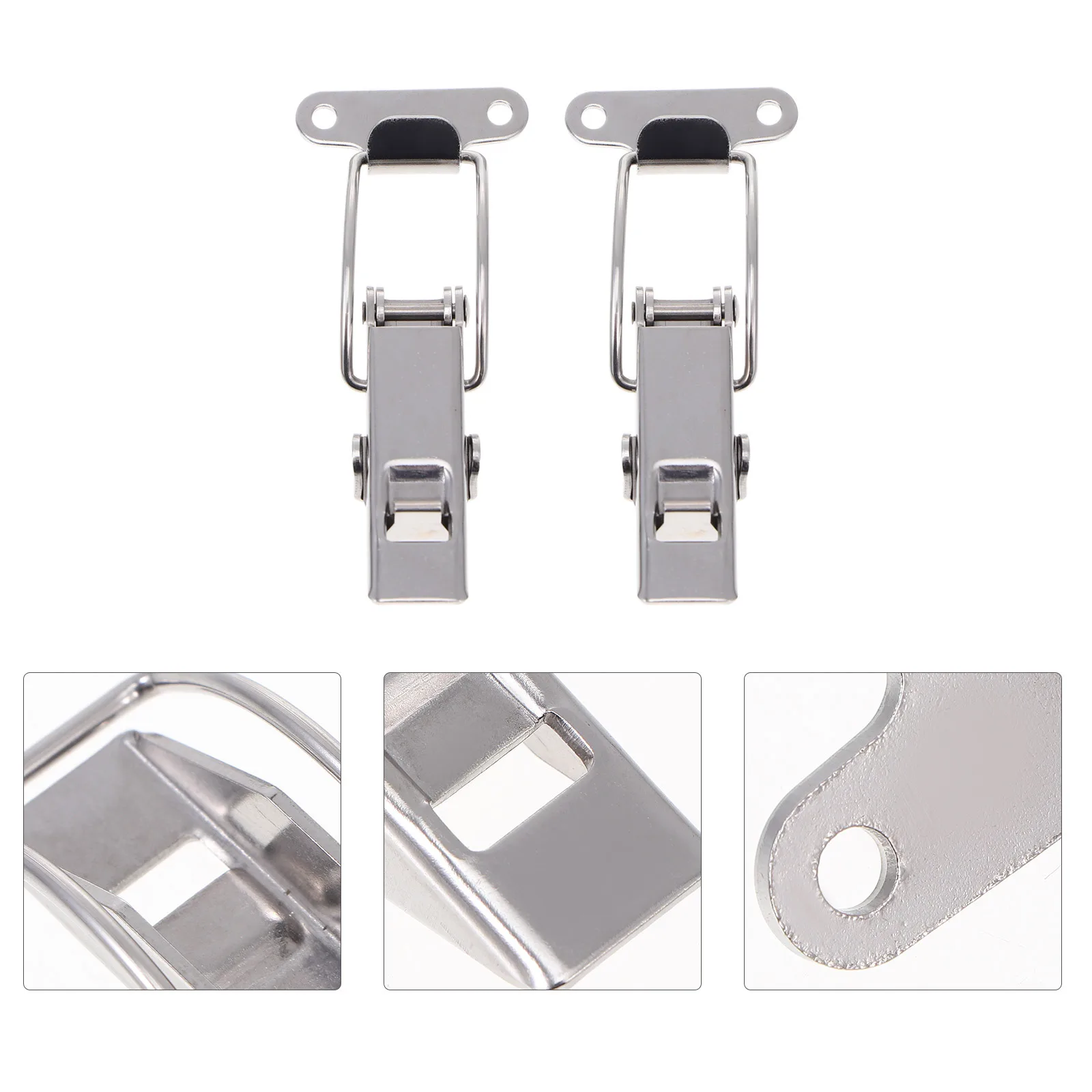 

2pcs Stainless Steel Self-Locking Hasp Buckle For Cabinet Case Box Toggle Latch Accessory Automotive Equipment Durable Fastener