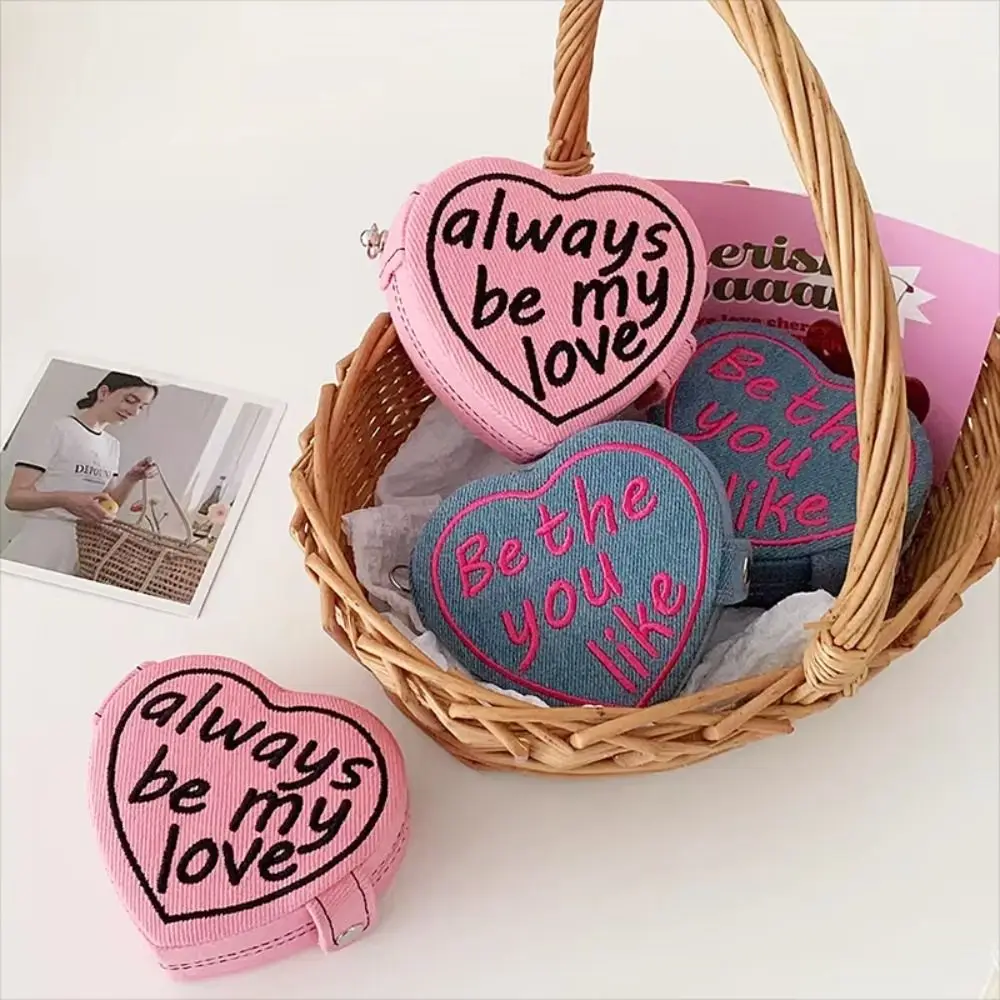 Heart Shaped Jewelry Ring Storage Box Retro Style Pure Color Mini Jewelry Box With Strap Embroidered Cosmetic Bag Travel