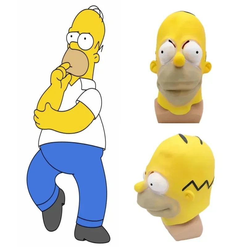 2026 Party Simpson Mask Halloween Latex Mask Cosplay Dress Up Performance Costume Prop Headgear Put on A Funny Mask