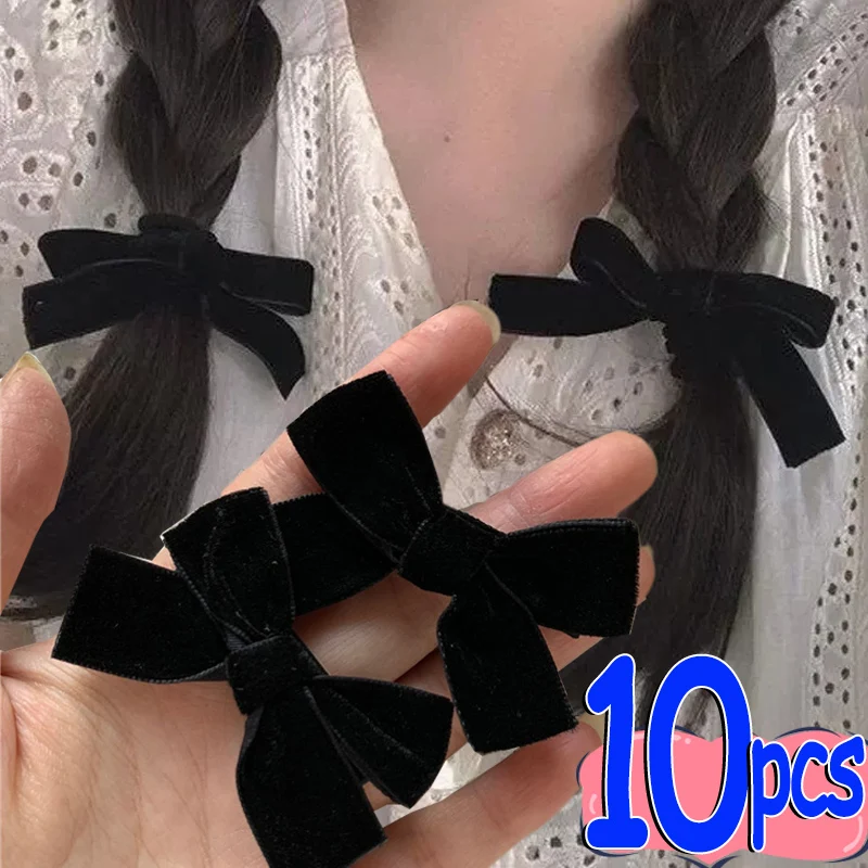 Black Velvet Bowknot Ribbon Hair Clip French Retro Girl Small Hairpin Bobby Pin Girls Bow Barrettes Sweet Headwear Accessories