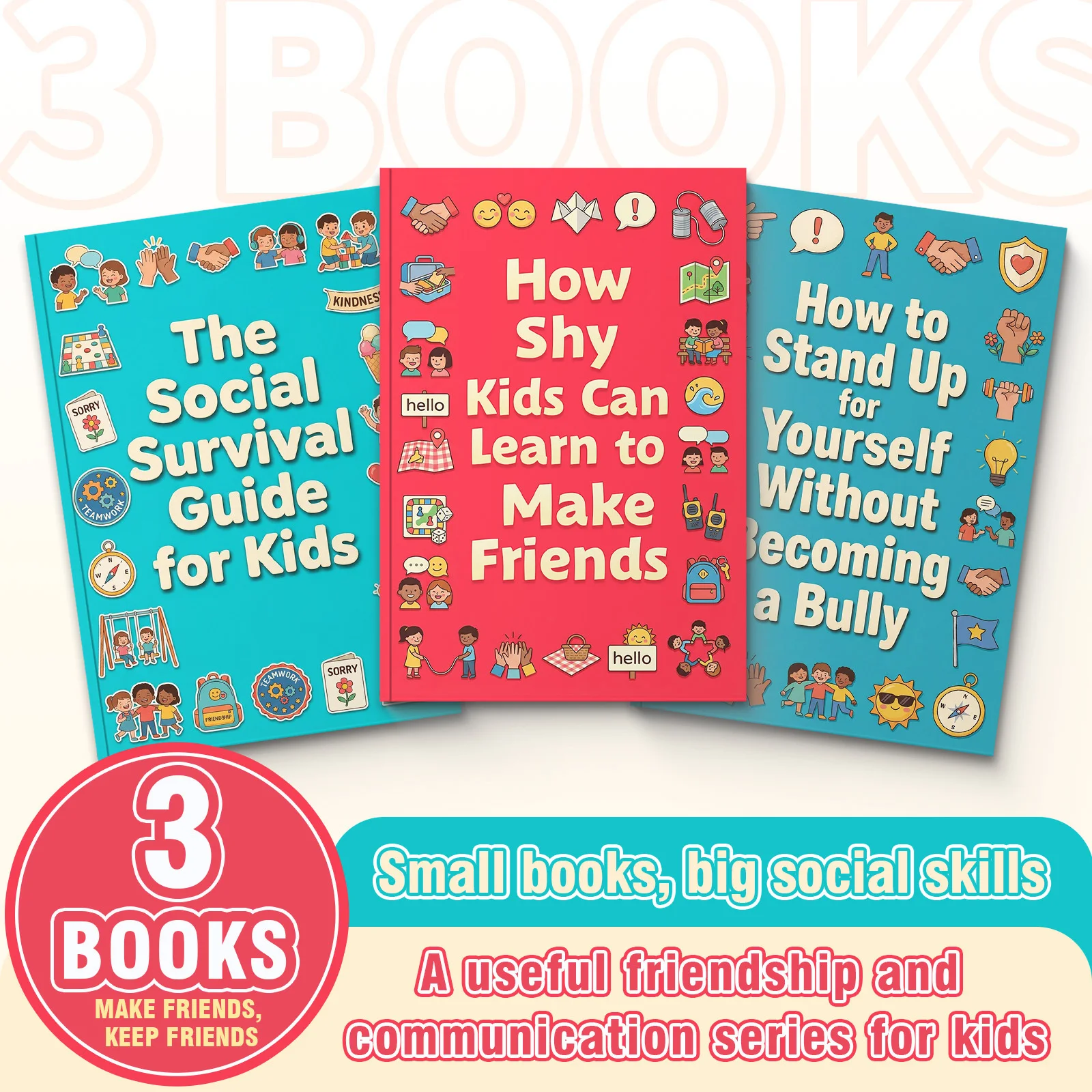 Kids Social Skills Book Set: 3 Practical Guides to Making Friends, Speaking Up and Building Confidence, Friendship Tips