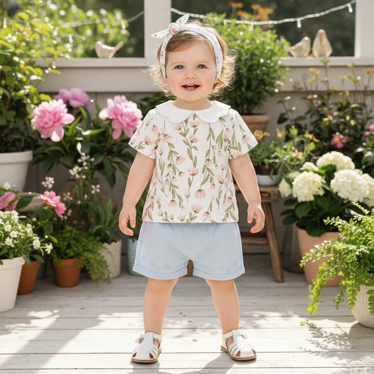 Summer Children Gilds T-shirt Floral Kids Cute Tops