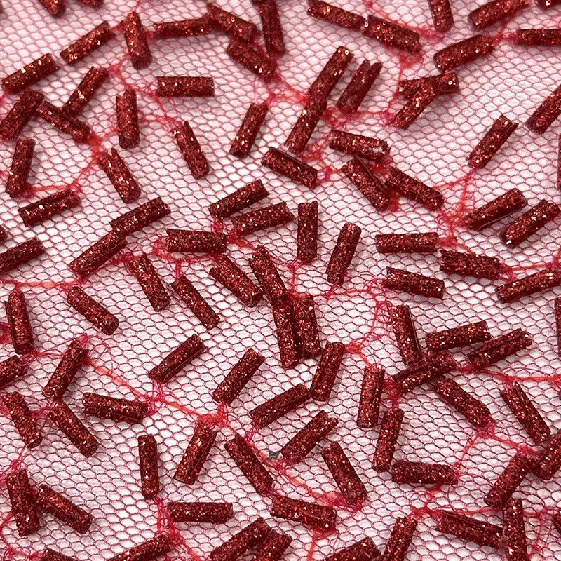 Neue Goldpulver Roll Stück Perlen Rohr Stickerei Tuch Kinder Hochzeitskleid Stoff unordentlich